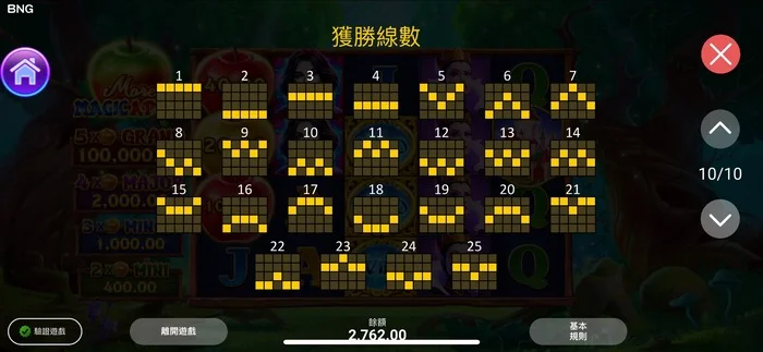 BNG瘋狂致命毒蘋果獲勝連線數